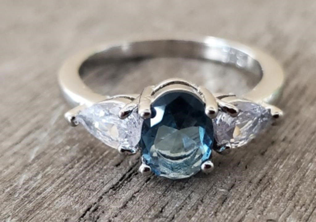 Blue & White Sapphire Ring