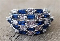 Mixed Blue & White Sapphire Ring