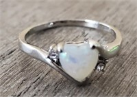 Heart Shaped Fire Opal Ring