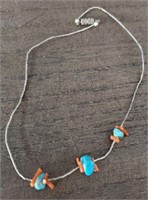 Touquiese & Coral Silver Necklace