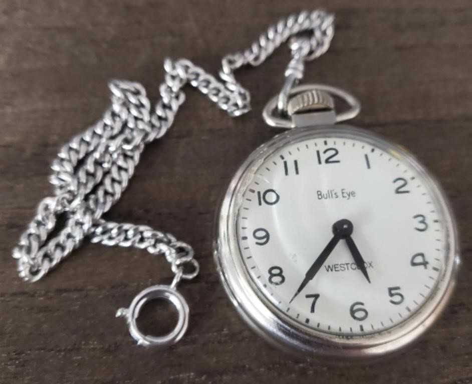 Bull Eye Weststock Pocket Watch With Chian