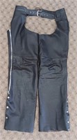 XL Leather Rider Black Motorcycle Chaps