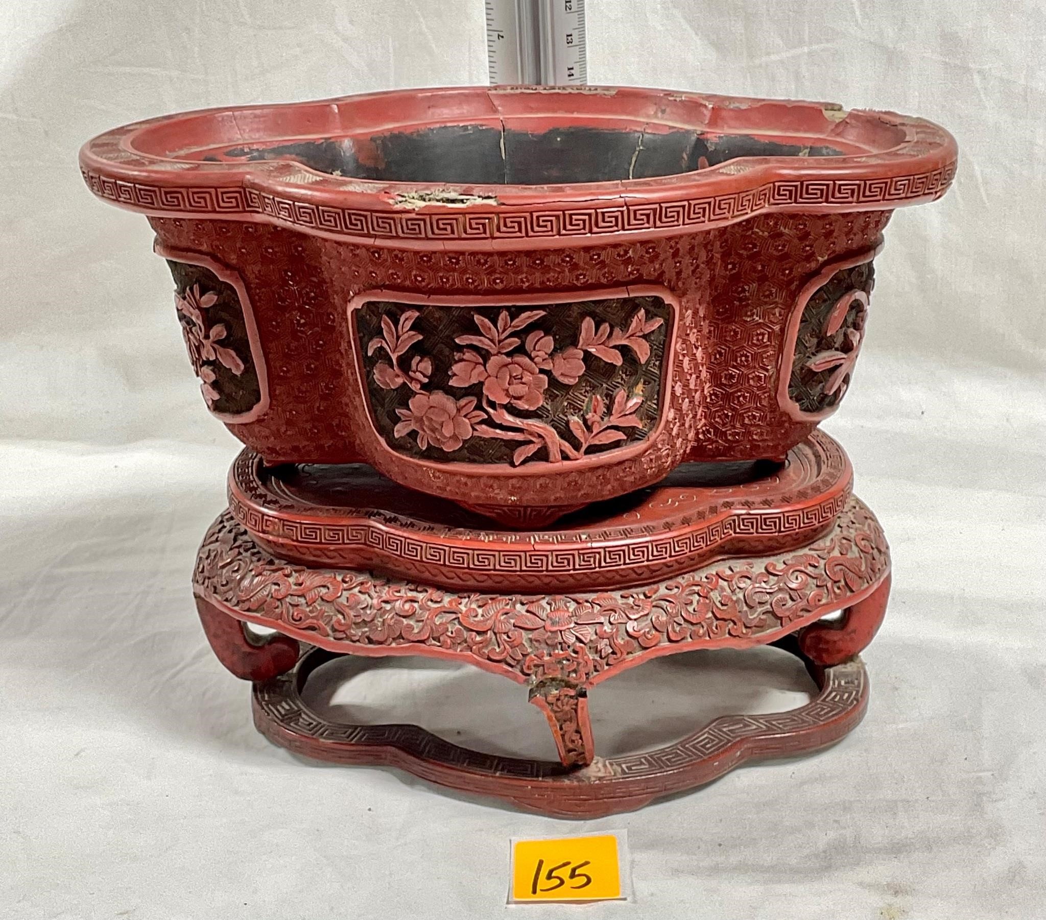 Early 19th Century Lacquer Chinese Flower Pot Base