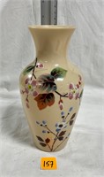 Vtg Handpainted Floral Vase 8”