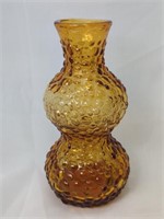 Vintage Amber Hobnail Hour Glass Vase.