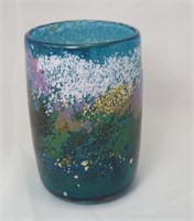 Signed Art Blue Glass Hand Blown Confetti