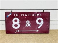 Double Sided Porcelain Railroad Station Sign