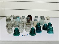 Group Lot - Antique/Vintage Jars & Insulators