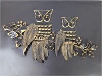 3D Large Metal Gold & Black Wall Owl Art 36" Long