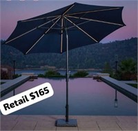 Share Sunvilla 10' Round Solar LED Market Umbrella