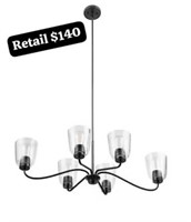 Project Source  6-Light Matte Black Chandelier