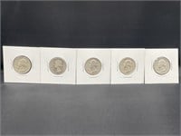 "5" Pre 1964 Washington Silver Quarters
