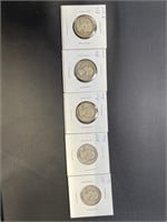 "5" Pre 1964 Washington Silver Quarters