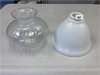 LOT OF 2 LAMP SHADES - MILK GLASS ONE IS STIFFEL