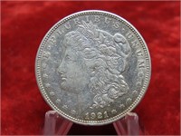 1921D-Morgan Silver dollar US coin.
