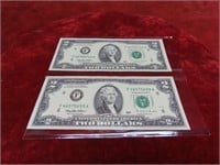 (2)Atlanta $2 dollar US banknotes.