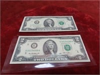 (2)Dallas, Richmond $2 dollar US banknotes.