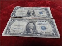 (2)1935B $1 Dollar Silver Certificates US banknote