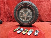 (5)Hot wheels Redlines Diecast cars w/case.