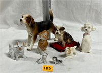 Vtg Collectible Ceramic Dogs Bulldog on Pillow