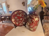 Ceramic vase & charger