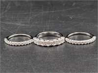 Three Band CZ .925 Silver Ring Set