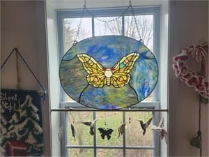 Stained glass window hanging- oval 24x18"