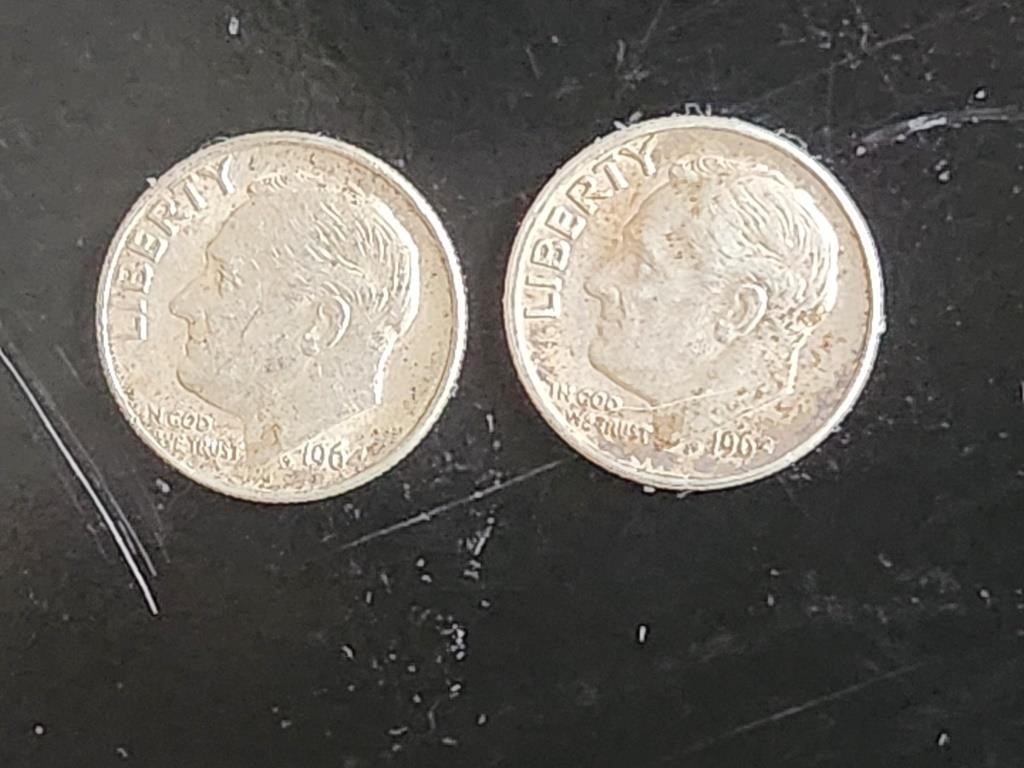 Silver coins - Roosevelt dimes 1963 & 64