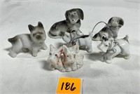 Mid Century Ceramic Porcelain Dogs Miniatures