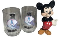 Oilers Glasses and Mickey Mouse