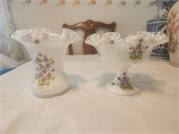 Fenton glass - silver crest vase & compote