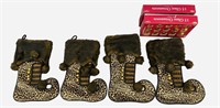 Cheetah Print Stockings and Gold Ornaments