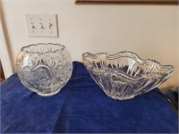 Lead Crystal Bowls. Etched.