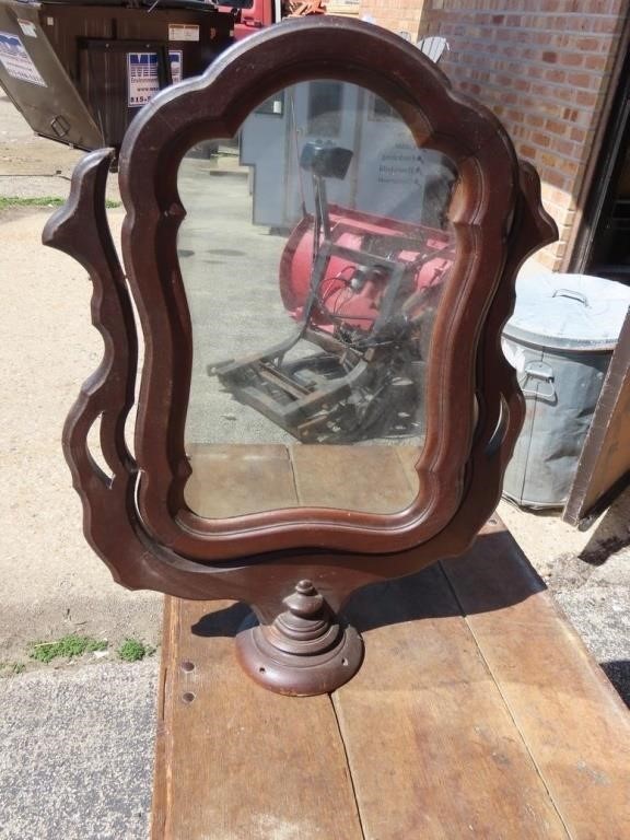 Antique wood mirror needs pin.
