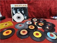 Music mostly Rock record albums. Beatles, 45's