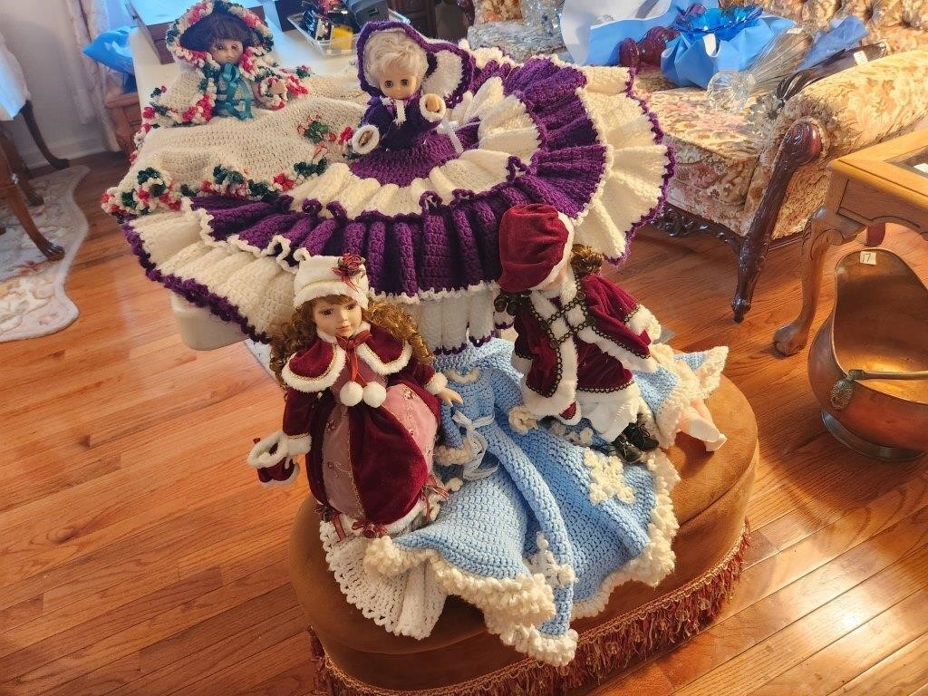 Dolls with Crocheted Dresses. More.