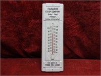 Tin Farmer's COOP Thermometer sign.