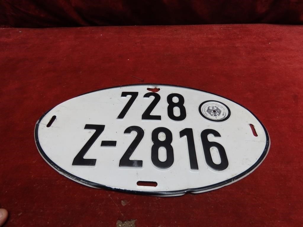 Vintage Germany Vehicle oval license plate.