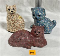 Vtg Cat Figurines Paper Mache Decopaupage
