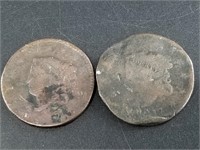 Two US Large cents both heavily worn, 1870?