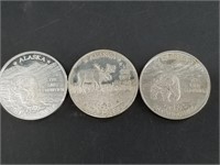 Three State of Alaska State commemorative coins, n