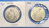 1963 & 1964 Silver Half Dollars
