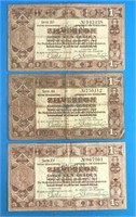 3x 1938 Nederlanden Banknotes