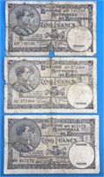 3x 1930’s Belgium Banknotes