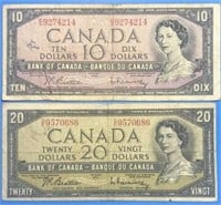 1954 $10 & $20 Banknotes
