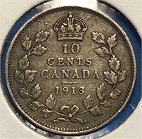 1913 10 Cents Silver
