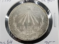1933 M Silver Mexican peso mid mint state