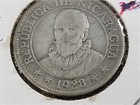 1928 Nicaragua 25 cent coin Key date 1 of only 200