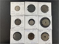 Mixed 19th and 20th century Belgian coins: with 1