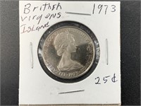 1973 British Virgin Islands sterling silver 25cent